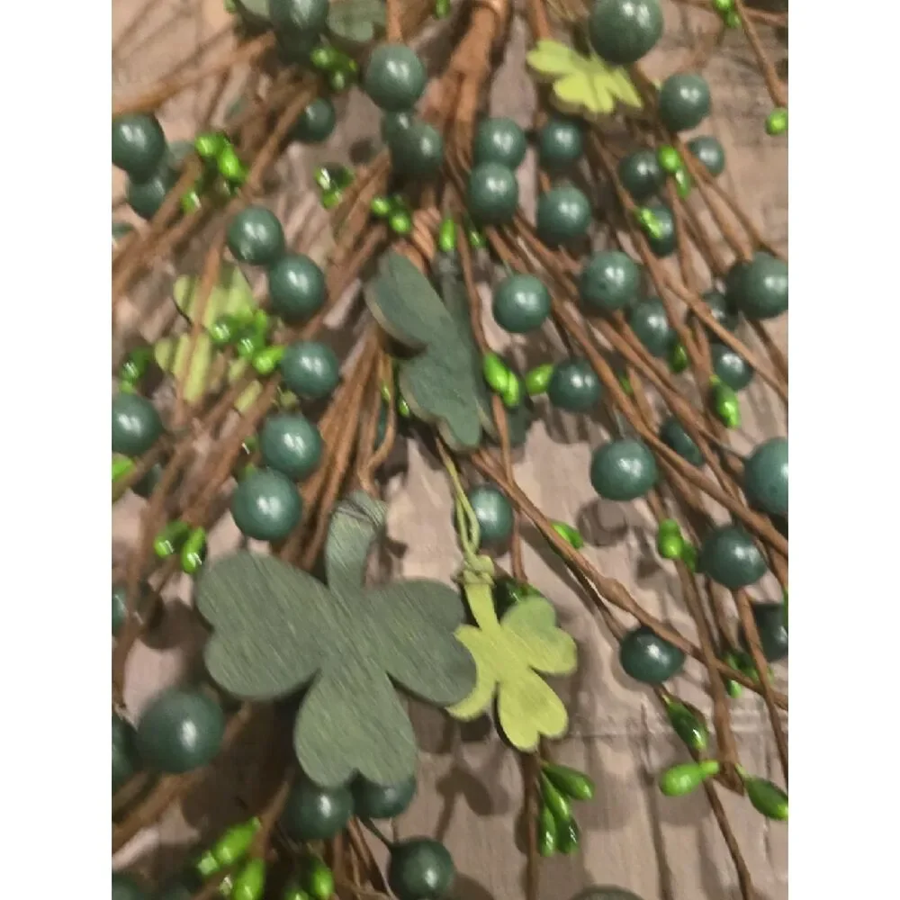 St. Patrick's Green Clover Berry Hanging Garland - Home Holiday Decor